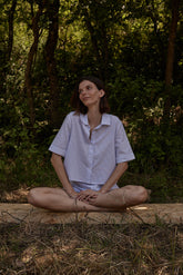 Lilac Striped Shirt & Shorts Set