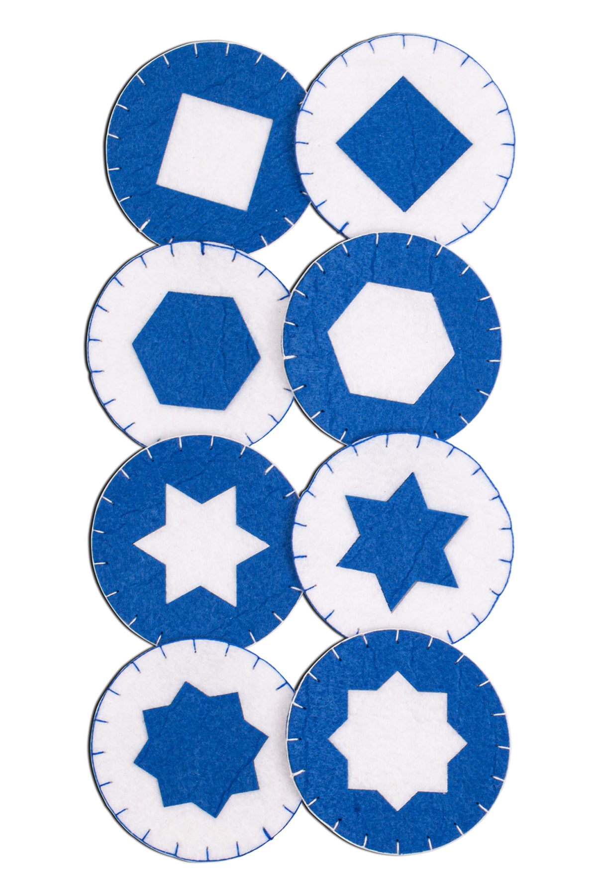 Mavi-Beyaz 4'lü Keçe Bardak Altlığı