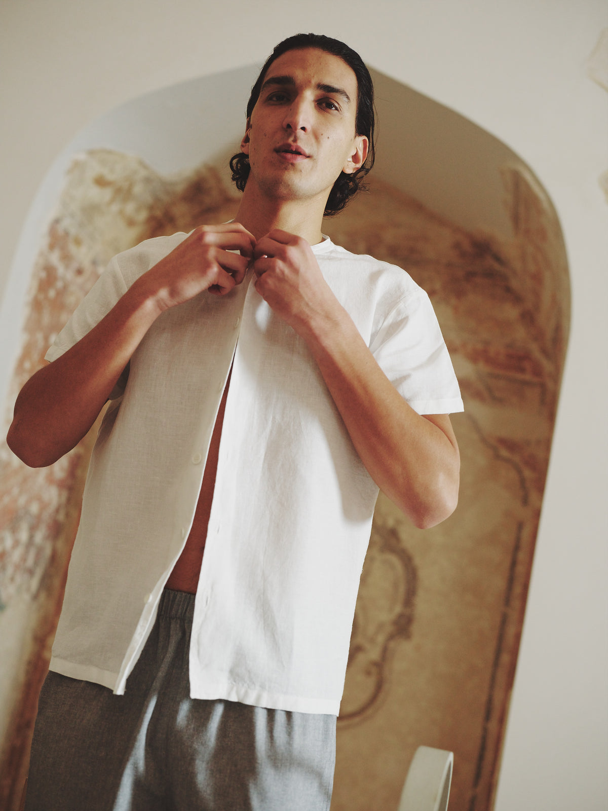 Linen Short-Sleeve Men Shirt