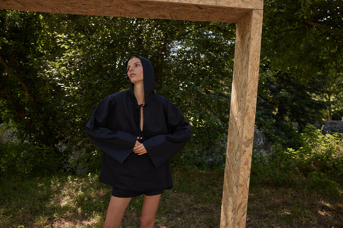 Bol Kesim Kapüşonlu Şort Takım