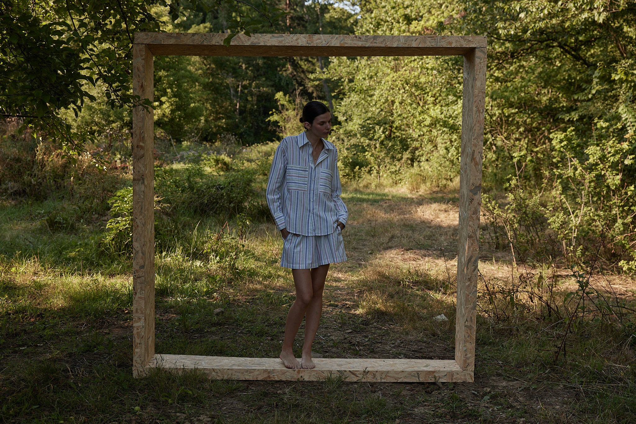 Çizgili Gömlek & Şort Takım