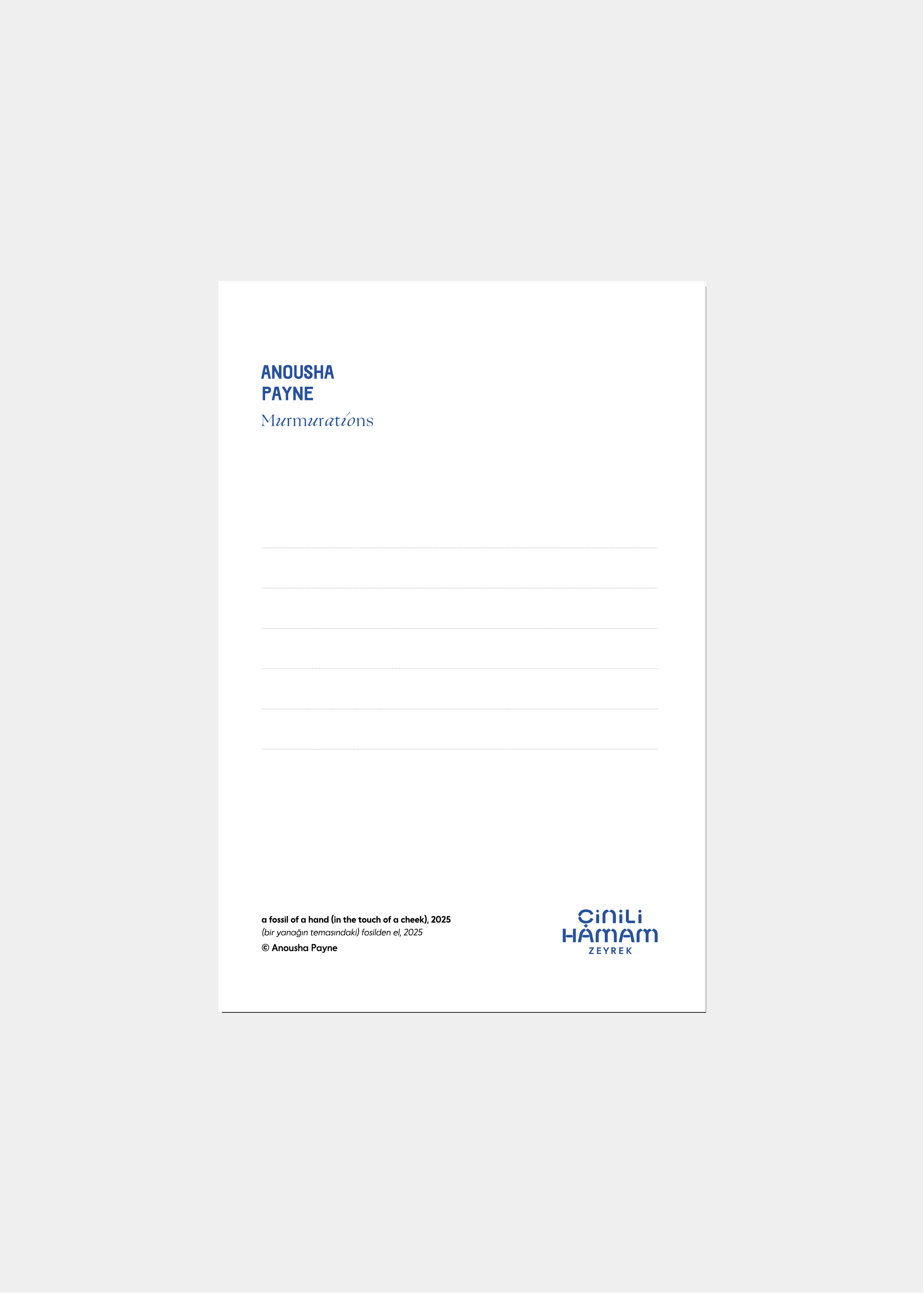 Postcard - a fossil of a hand (in the touch of a cheek)